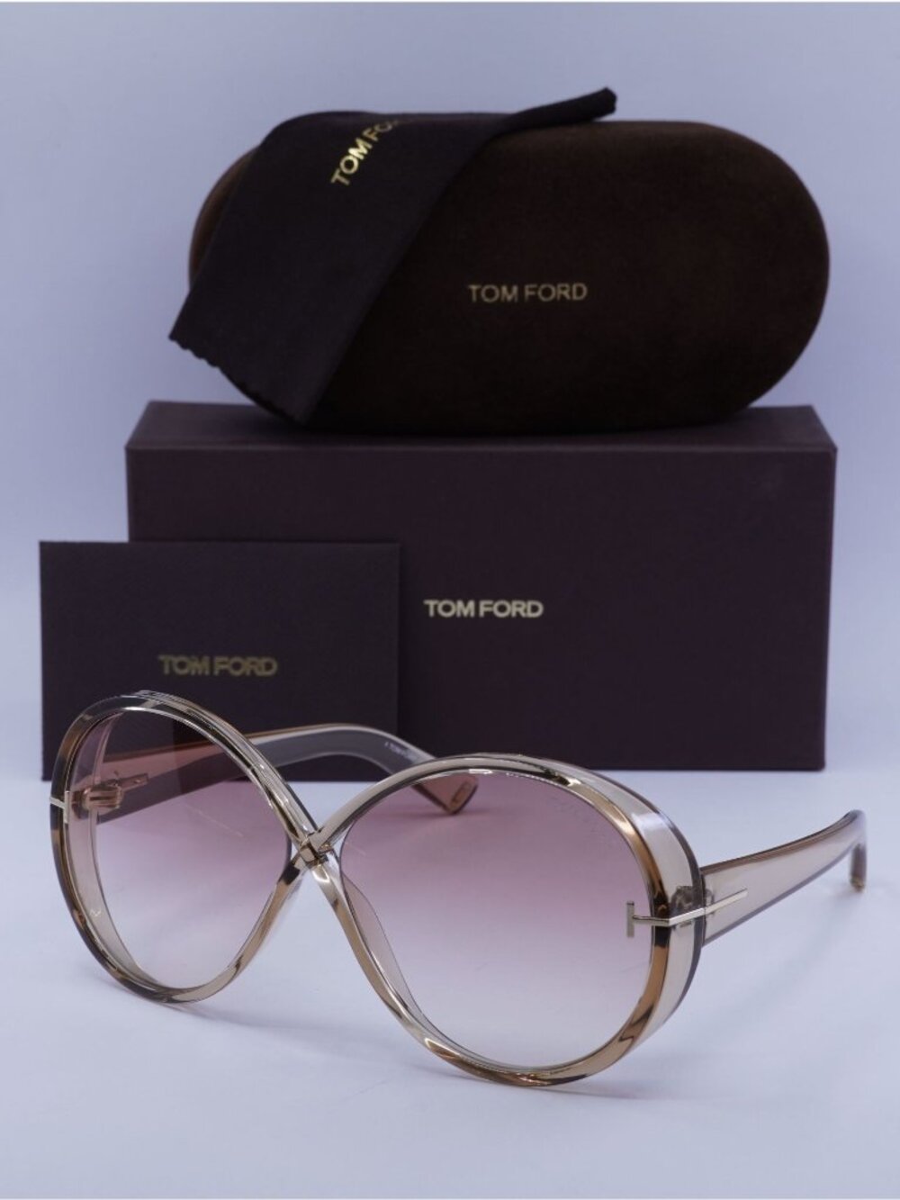 Tom Ford Eden FT1116 45T Oval Sunglasses - Light Brown / Bordeaux Gradient